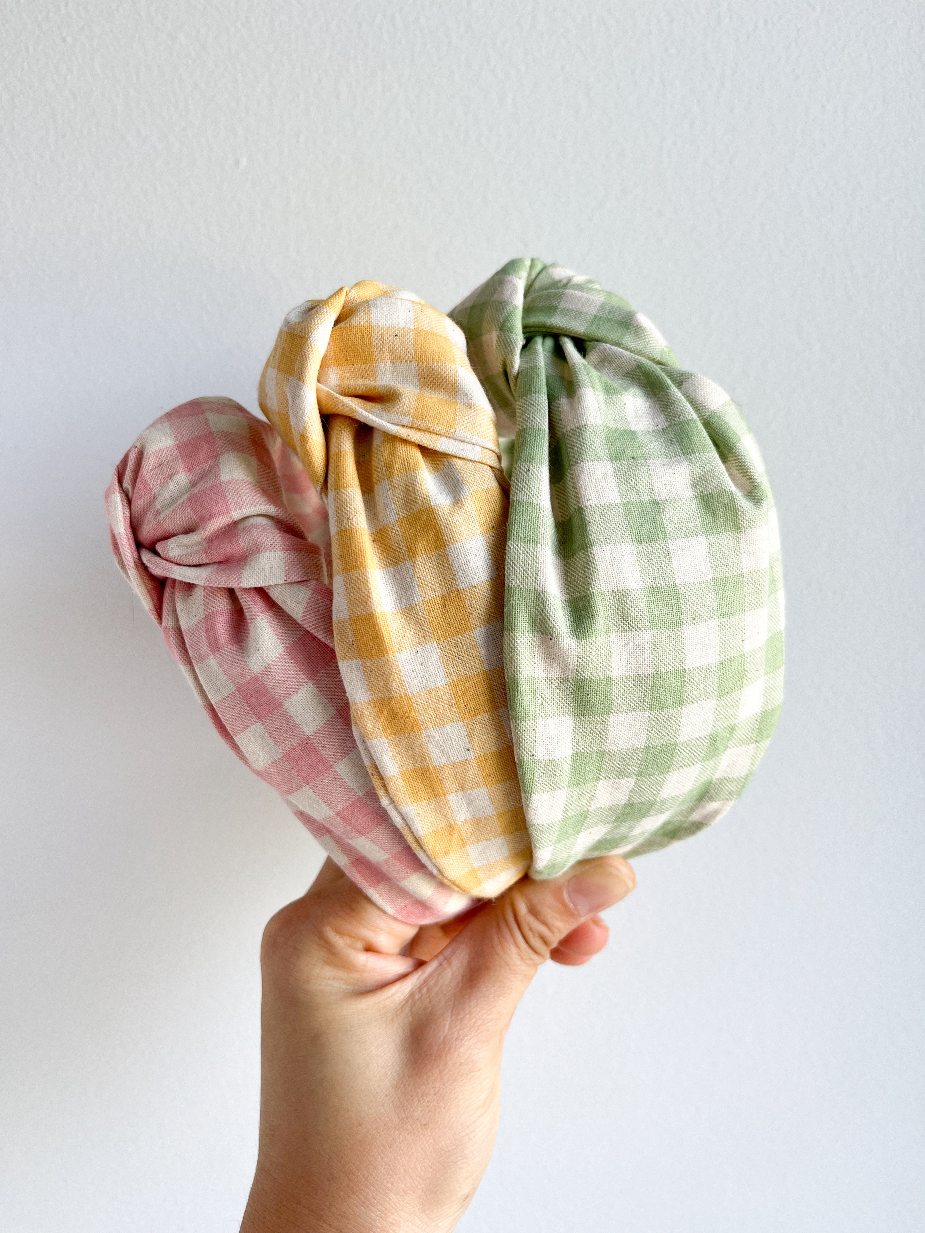 Organic Cotton | Gingham | Top Knot Headband