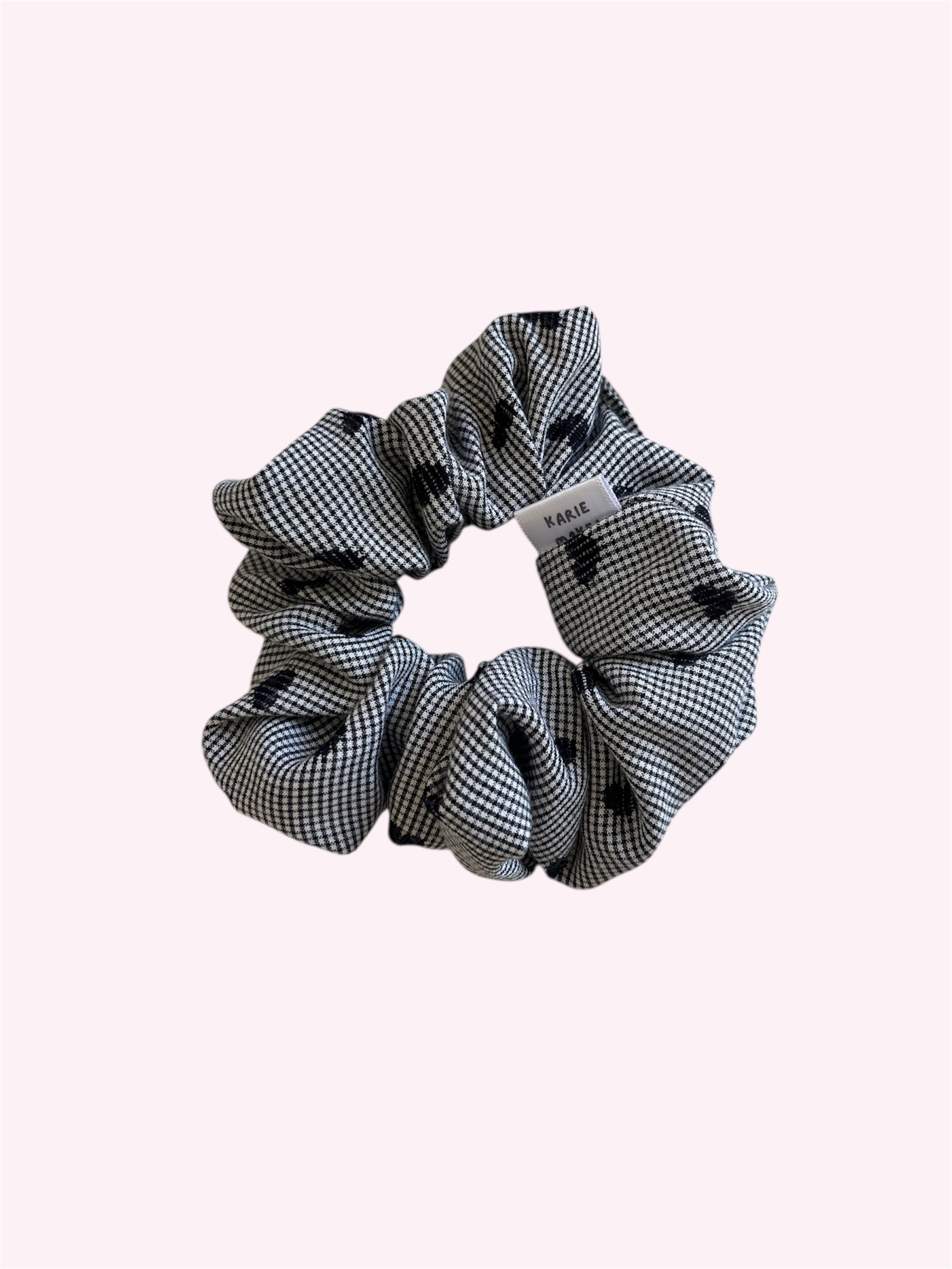 Mini Gingham & Hearts | Black | Scrunchies
