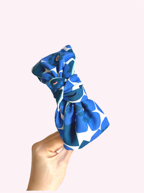 Blue Floral Pattern | Square Bow Knot Headband