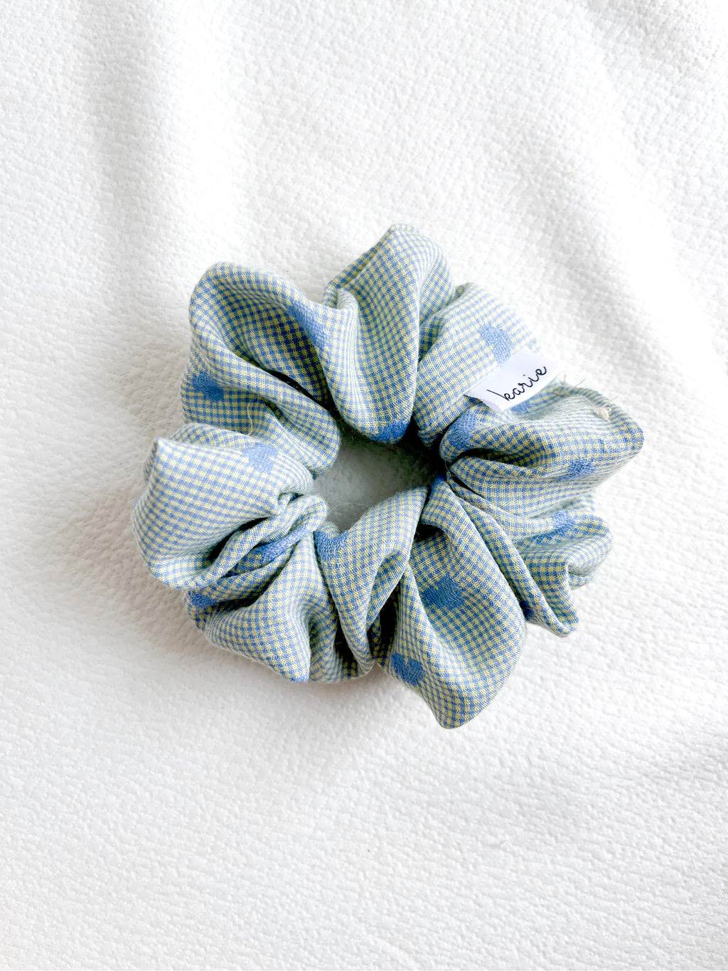 Mini Gingham & Hearts | Blue | Scrunchies